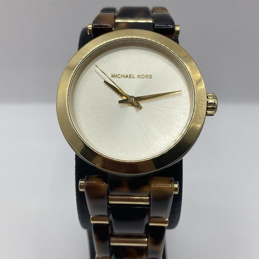 Michael Kors MK4314 Delray Tort Gold Dial Tortoise Acetate Women's Watch Runs - Picture 2 of 9